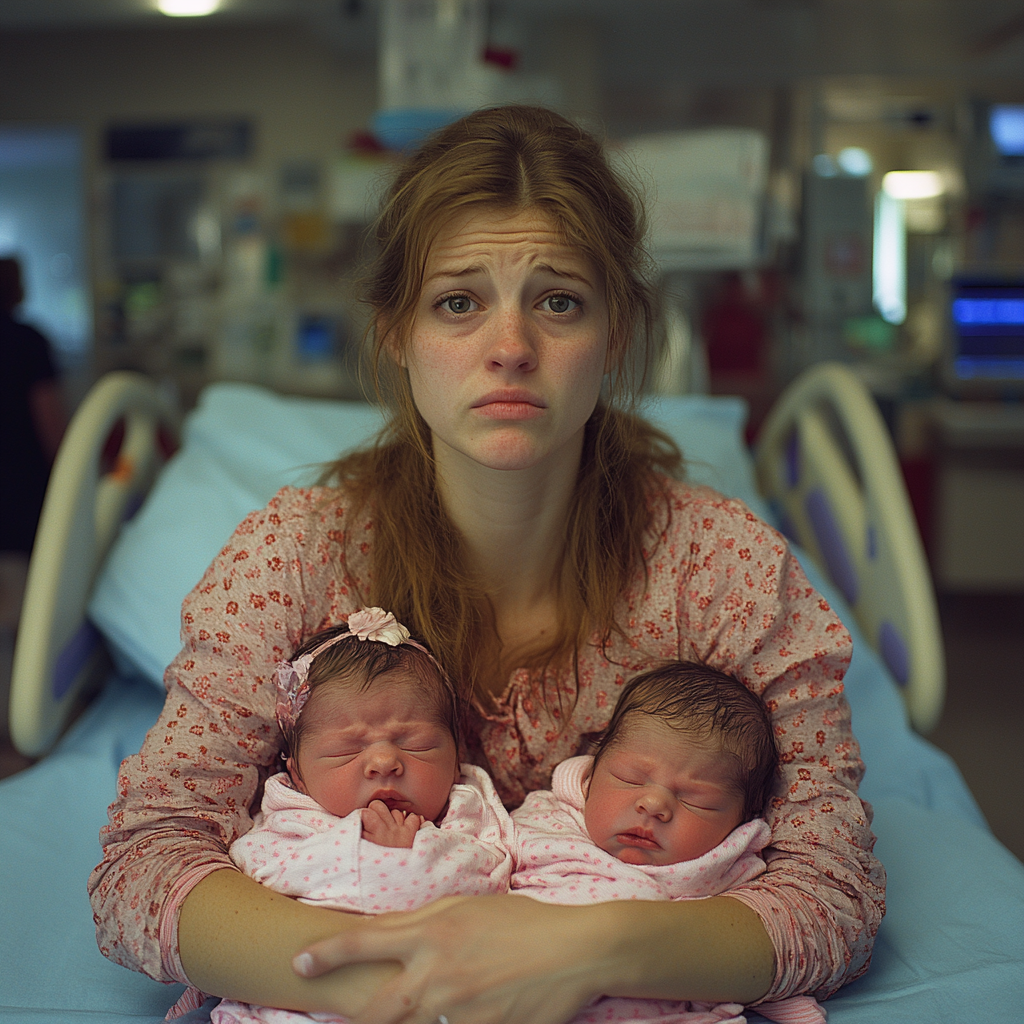 Μητέρα απογοητευμένη με τα νεογέννητα μωρά της | Πηγή: Midjourney