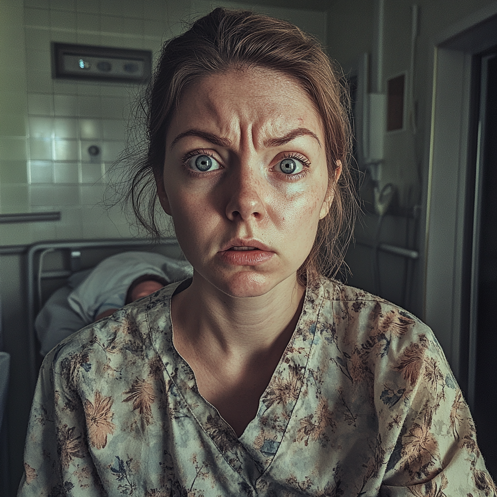 Μια γυναίκα θυμωμένη στην αίθουσα μητρότητας | Πηγή: Midjourney