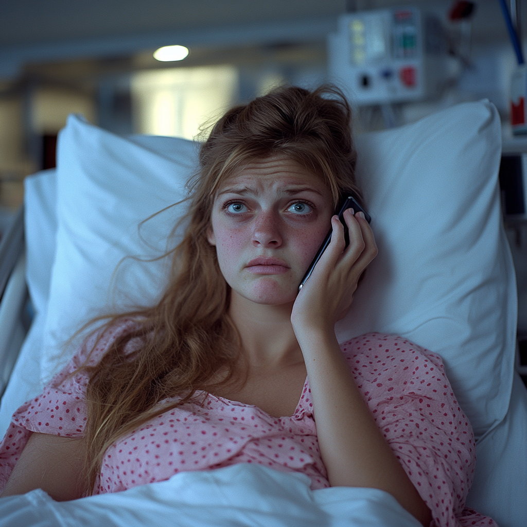 Μητέρα αναστατωμένη σε τηλέφωνο | Πηγή: Midjourney