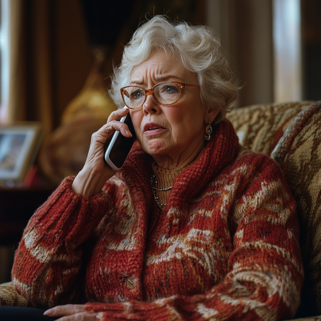 Μια ηλικιωμένη γυναίκα αγανακτισμένη | Πηγή: Midjourney